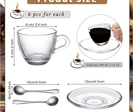3.4 oz Espresso Cups Small Demitasse Clear Glass Espresso Drinkware Demitasse Cups Espresso