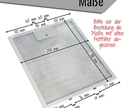 Filtro de grasa metálico para campana extractora, 318 x 258 mm, filtro de grasa con rejilla metálica para campana extractora (2 unidades)