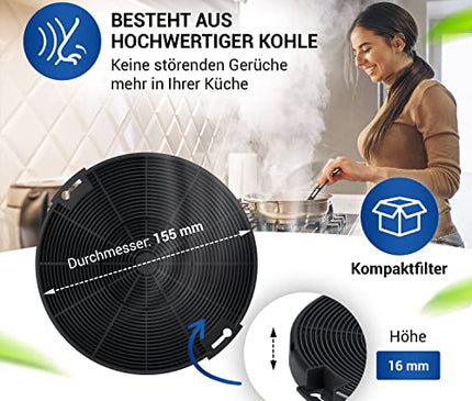 Kohlefilter Dunstabzugshaube 2Stk 155mmØ Ersatz für AEG Aktivkohlefilter 405509371/2 - Фильтр для Dunstabzugshauben Zanussi, AEG, Beko