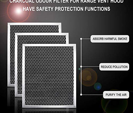 97007696 Charcoal Odour Filter for Range vent hood (8 3/4" X 10 1/2" X 3/8")-3 Pack