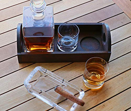Paşabahçe Large Heavy Glass Cigar Ashtray for Men, Outdoor Ashtray for Patio, Cigar Lovers Gift Set for Smokers (Rectangular Large)