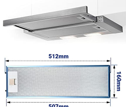 Set 2x Fettfilter Dunstabzugshaube Ersatz für AEG Filter 405534414/9 - AEG Dunstabzugshaube Filter Metall 512x160mm für AEG Dunstabzugshaube