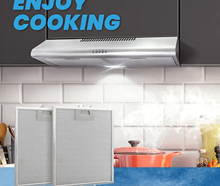 W10169961A Range Hood Filter Replacement Compatible with Whirlpool, Jenn Air, Ikea, Kitchen Aid, 10-1/2 x 12 x 3/8 Inch, 3-Layer Aluminum Mesh Stove Vent Grease Filters, 2 Pack