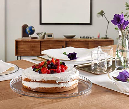 Pasabahce Premium Clear Glass Servicing Tray, Uniqe Desing Cake Stands, Server Plate,