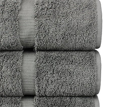 Luxury Hotel & Spa 100% Cotton Premium Turkish Bath Towels, 27" x 54'' (Set of 4, Gray)