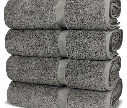 Luxury Hotel & Spa 100% Cotton Premium Turkish Bath Towels, 27" x 54'' (Set of 4, Gray)