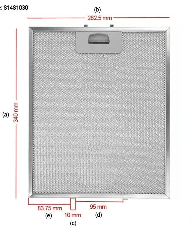 81481030 Filtro Campana Extractora 340x282 mm Filtro Grasa Campana Extractora Cocina Aspirador Aluminio 28,2x34 cm TEKA DY90, DP90, DH90.