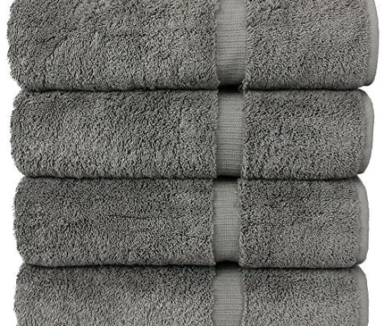 Luxury Hotel & Spa 100% Cotton Premium Turkish Bath Towels, 27" x 54'' (Set of 4, Gray)