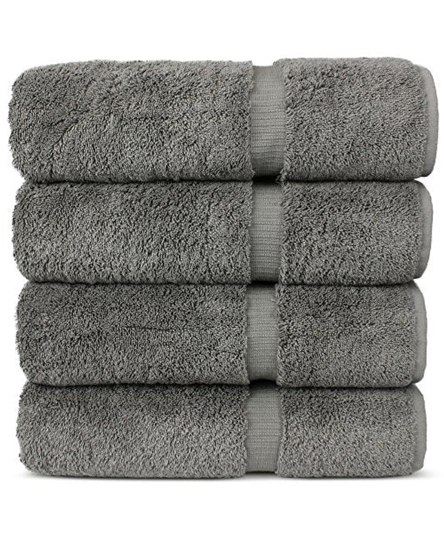 Luxury Hotel & Spa 100% Cotton Premium Turkish Bath Towels, 27" x 54'' (Set of 4, Gray)