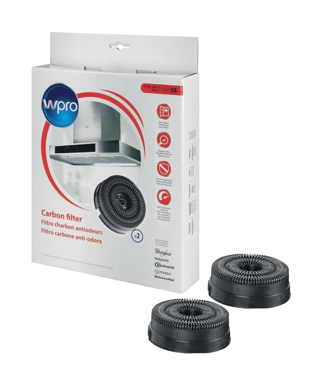 2x Kohlefilter Dunstabzugshaube 142mmØ Ersatz für Type58 Filter Whirlpool 484000008782 AKB000/1 - Filter Dunstabzugshaube Aktivkohlefilter