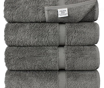 Luxury Hotel & Spa 100% Cotton Premium Turkish Bath Towels, 27" x 54'' (Set of 4, Gray)