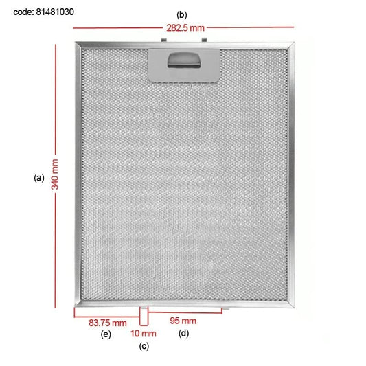 81481030 TEKA Davlumbaz Aspiratör Filtresi 340x282mm DY90, DP90, DH90