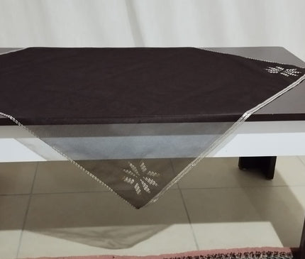 El Yapımı Tel Kırma Kahverengi Tül Kar Tanesi Modeli Masa ve Fiskos Örtüsü 🌟✨