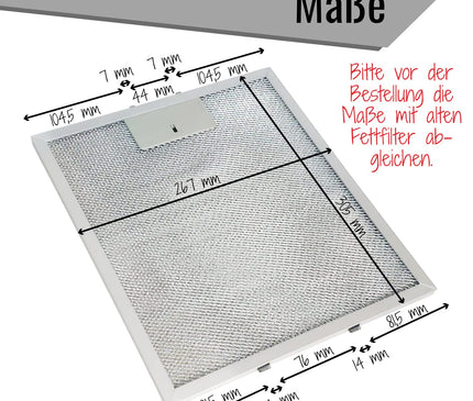 2x Metallfettfilter für Dunstabzugshaube 305x267mm Filtergitter für AEG Electrolux