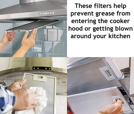 Universal Cooker Hood Metal Mesh Grease Filter for Kitchen Extractor Fan Vent (Pack of 3 Filters, Silver, 300 X 250 Mm)