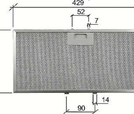 Elica Turboair Whirlpool Davlumbaz Filtresi 430 x 200 x 9 mm Yıkanabilir Alüminyum Filtre GRI0088006A - 482000015639 - C00380222 - FKA26