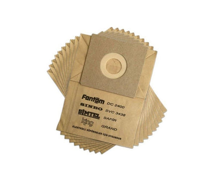 Пылесборники для пылесосов Fantom DC 2850 (10 штук) – для моделей Fantom DC 2850, Fantom DC 2400, Sinbo SVC 3438, Simtel Safir, King Grand