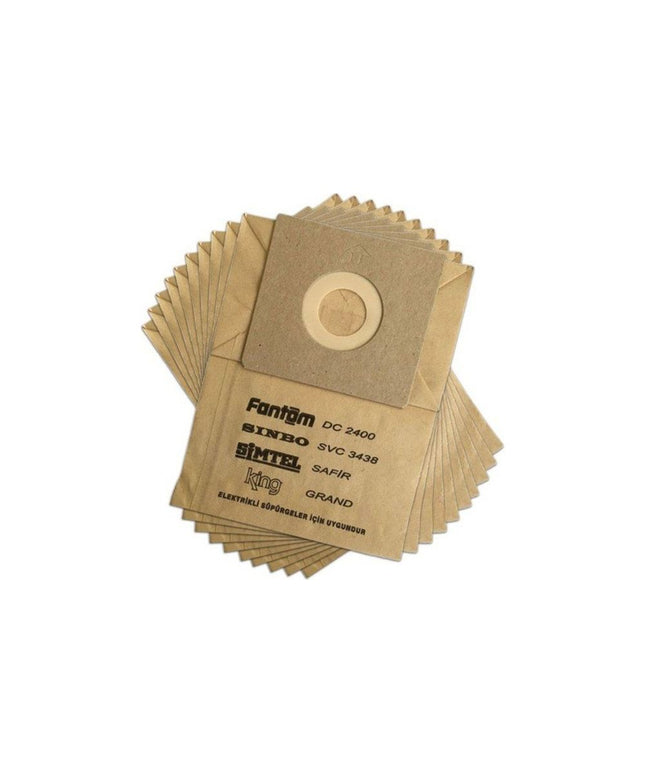 Fantom DC 2850 Uyumlu Süpürge Kağıt Toz Torbası (10 Adet) –Fantom DC 2850, Fantom DC 2400, Sinbo SVC 3438, Simtel Safir, King Grand