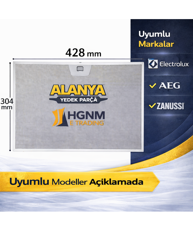 Electrolux EFV716K Davlumbaz Tel Filtresi 428x304 mm / 430x305 mm Uyumlu Yedek Parça 80877780