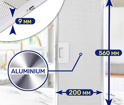 56x20 Uyumlulukta Davlumbaz Yağ Filtresi - GRI0077330A, ACC0000467 - Elica BOXIN 60 LX ile Uyumlu 558x200mm Alüminyum Filtre