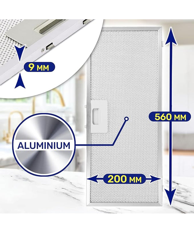 56x20 Uyumlulukta Davlumbaz Yağ Filtresi - GRI0077330A, ACC0000467 - Elica BOXIN 60 LX ile Uyumlu 558x200mm Alüminyum Filtre