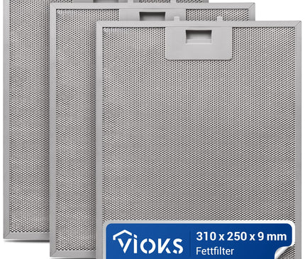 Dunstabzugshaube Filter Metall 310x250mm SET 3x Ersatz für Metallfettfilter Bosch 00353110 & Dunstabzug Filter / Metallfilter für Dunstabzugshaube Bosch / Filter Abzugshaube Constructa