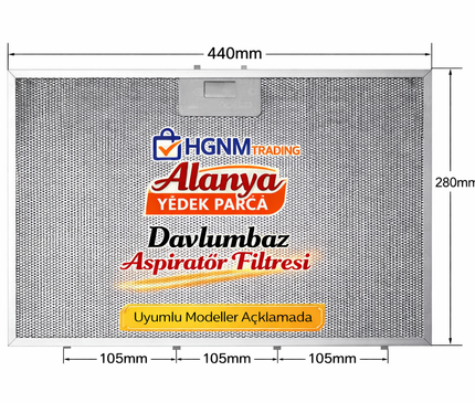 Arçelik, Beko & Teka Uyumlu Davlumbaz Metal Yağ Filtresi 440x280 mm – 9198810134 / 81455031