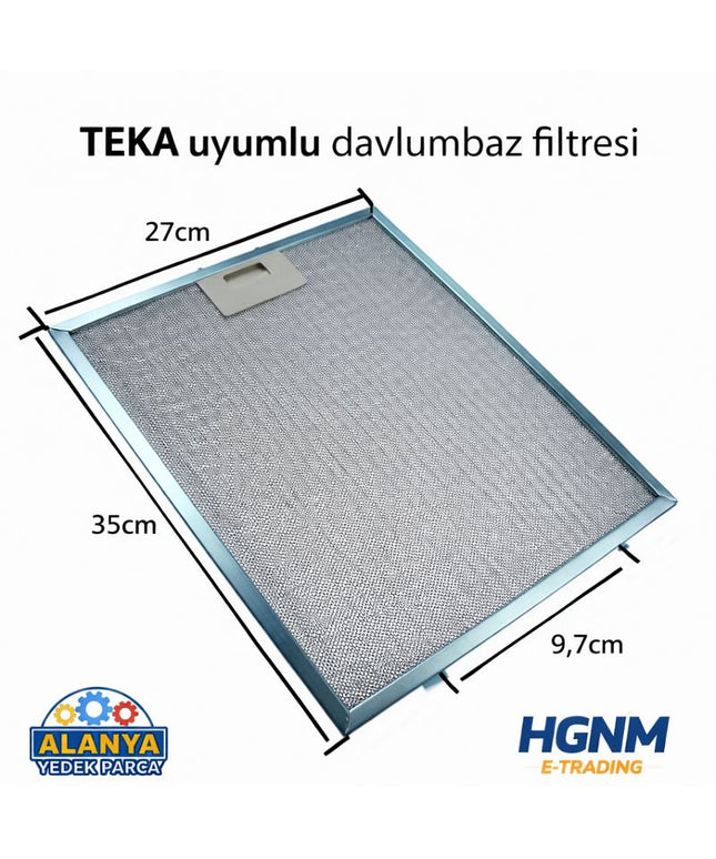 Teka 81460012 Davlumbaz Yağ Filtresi 270x350mm Alüminyum Uyumlu 81460012 Teka DF 60 27x35 CM