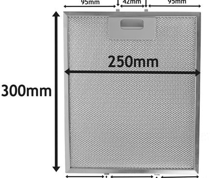 Universal Cooker Hood Metal Mesh Grease Filter for Kitchen Extractor Fan Vent (Pack of 3 Filters, Silver, 300 X 250 Mm)