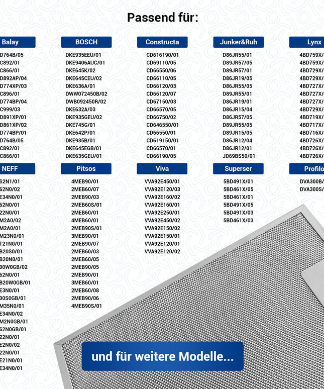 Dunstabzugshaube Filter Metall 310x250mm SET 3x Ersatz für Metallfettfilter Bosch 00353110 & Dunstabzug Filter / Metallfilter für Dunstabzugshaube Bosch / Filter Abzugshaube Constructa