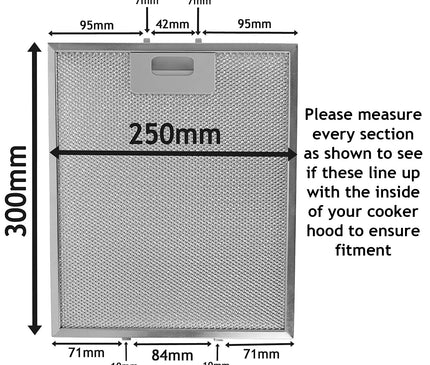 Universal Cooker Hood Metal Mesh Grease Filter for Kitchen Extractor Fan Vent (Pack of 3 Filters, Silver, 300 X 250 Mm)