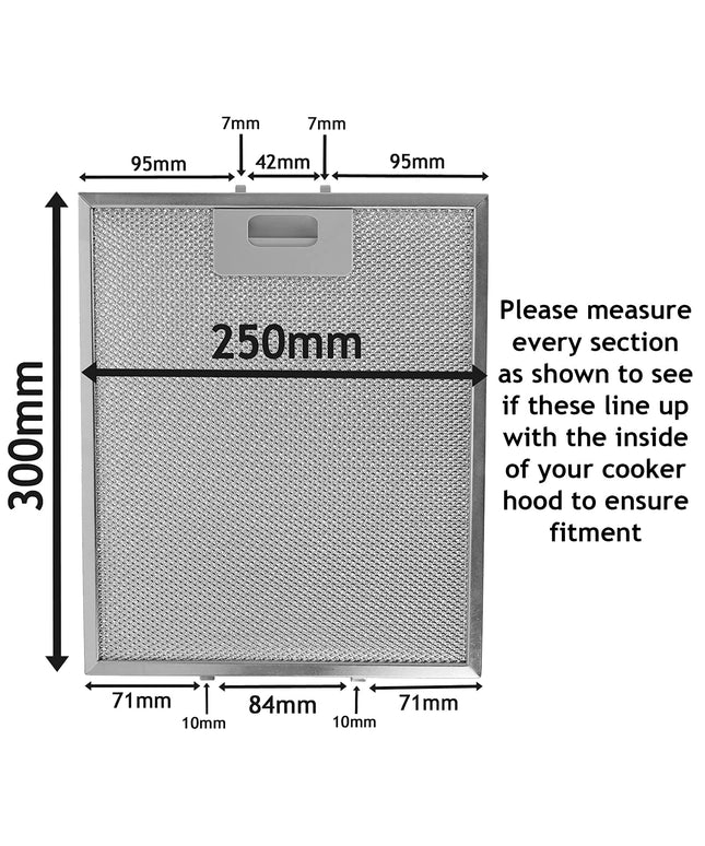 Universal Cooker Hood Metal Mesh Grease Filter for Kitchen Extractor Fan Vent (Pack of 3 Filters, Silver, 300 X 250 Mm)