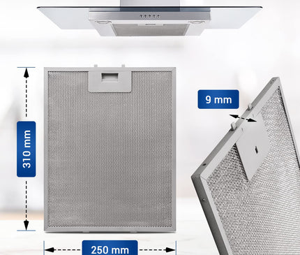 Dunstabzugshaube Filter Metall 310x250mm SET 3x Ersatz für Metallfettfilter Bosch 00353110 & Dunstabzug Filter / Metallfilter für Dunstabzugshaube Bosch / Filter Abzugshaube Constructa