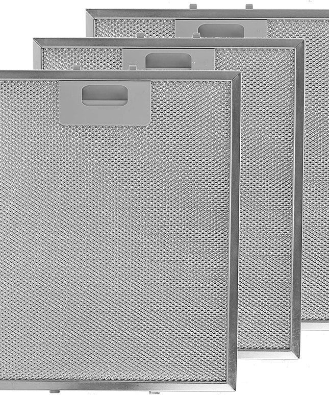 Universal Cooker Hood Metal Mesh Grease Filter for Kitchen Extractor Fan Vent (Pack of 3 Filters, Silver, 300 X 250 Mm)