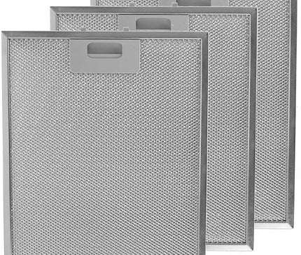 Universal Cooker Hood Metal Mesh Grease Filter for Kitchen Extractor Fan Vent (Pack of 3 Filters, Silver, 300 X 250 Mm)