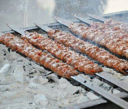 50cm Adana Kebab Skewers - Premium Galvanized Iron for Delicious Doner Meat Grilling and Shish Cooking Wide Flat BBQ