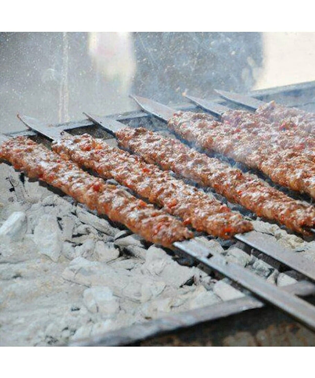 50cm Adana Kebab Skewers - Premium Galvanized Iron for Delicious Doner Meat Grilling and Shish Cooking Wide Flat BBQ