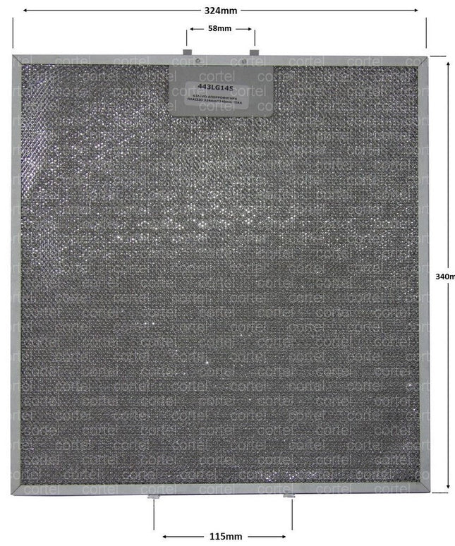 81484011 Cooker Hood Filter , 340x324 mm, Metal Grease Filter replacement for e.g Teka, DH70, DY70, DH1-70, DH2-70, 1 piece