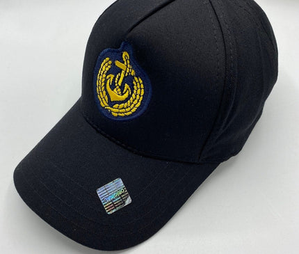All-Season Unisex Sailor's Cap – Adjustable Navy Blue & White Captain's Hat with Timeless Rudder & Anchor Design, Breathable Cotton Fabric – Gender-Neutral Nautical Fashion for Sailing & Sports