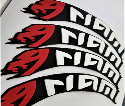 NAMI Premium Rubber Handwriting Motorcycle Decal - 1 inch x 2.5 cm - 4 Pcs - 18 cm Length