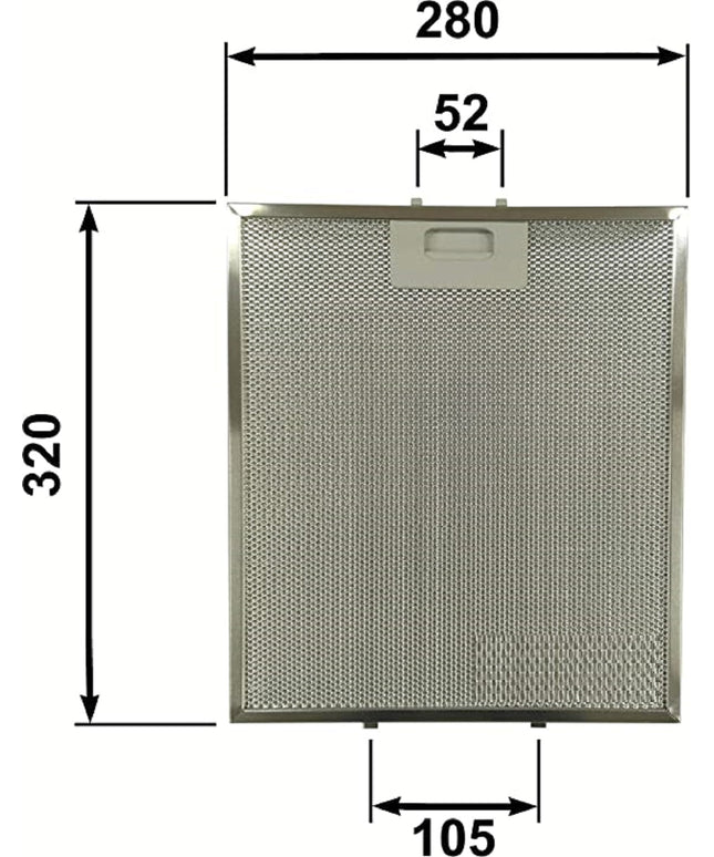 40472618 - Teka DE-60.2 BLANCO VR.02, DE-70.2, DE-90.2, DE60.2 INOX Aspiraötr Davlumbaz Metal Yağ Filtresi 320x282 mm