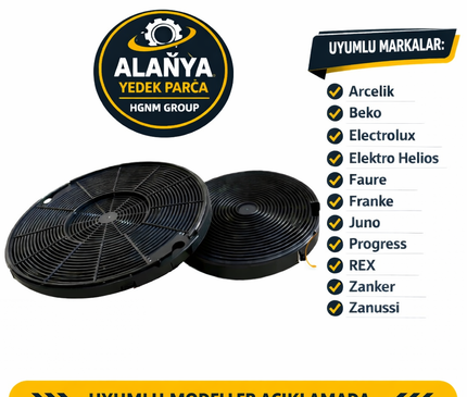 Arçelik Beko 9197066118 Davlumbaz Aktif Karbon Filtresi P27 P40 P170 P182 P183 P184 Uyumlu 8843111100