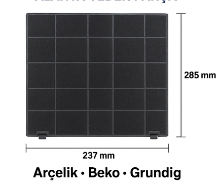 Beko / Grundig Cooker Hood Carbon Filter 165730006 Compatible – 285x237x9 mm Activated Carbon Cooker Hood Filter – Beko, Grundig, Arçelik, Altus Cooker Hood Carbon Filter