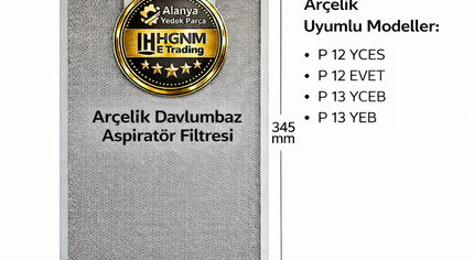 Arçelik  P 12 YCES, P 12 EVET, P 13 YCEB, P 13 YEB  Uyumlu Davlumbaz Aspiratör Filtresi 345x200mm – 11010157