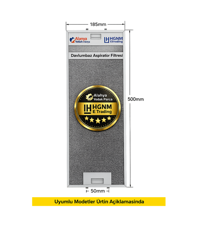 Arçelik p17a aspiratör Uyumlu Aspiratör Metal Yağ Filtresi 183x500 / 185x500 mm - Arçelik P17 P18