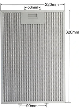 Bosch Davlumbaz Yağ Filtresi 320x220 mm – 00362380 Uyumlu Mutfak Aspiratör Metal Filtre Teli