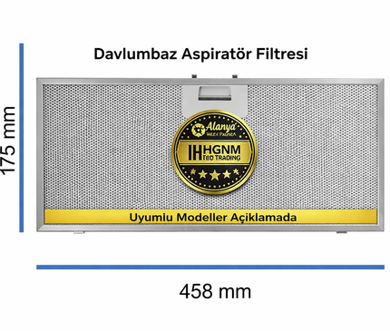 C00317017 Davlumbaz Metal Yağ Filtresi 460x178 mm 481248058314 Whirlpool Bauknecht Elica Uyumlu