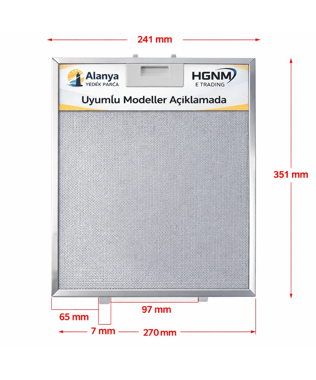 351x241 mm Arçelik & Beko Uyumlu Davlumbaz Tel Yağ Filtresi – 9174220002 24x35