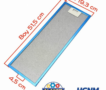 Жироулавливающий фильтр для вытяжки 19,5x51,5 см | Алюминиевый вытяжной фильтр 195x515 мм | Накладной 4,5