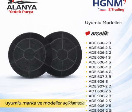 Arçelik ADE 604 S Karbon Filtre 165732003 Davlumbaz Aspiratör Karbon Fitresi ADE 606-2 B, ADE 606-2 S, ADE 606-2 G, ADE 606-1 S, ADE 606-9 S, ADE 606-4 B, ADE 606-4 G